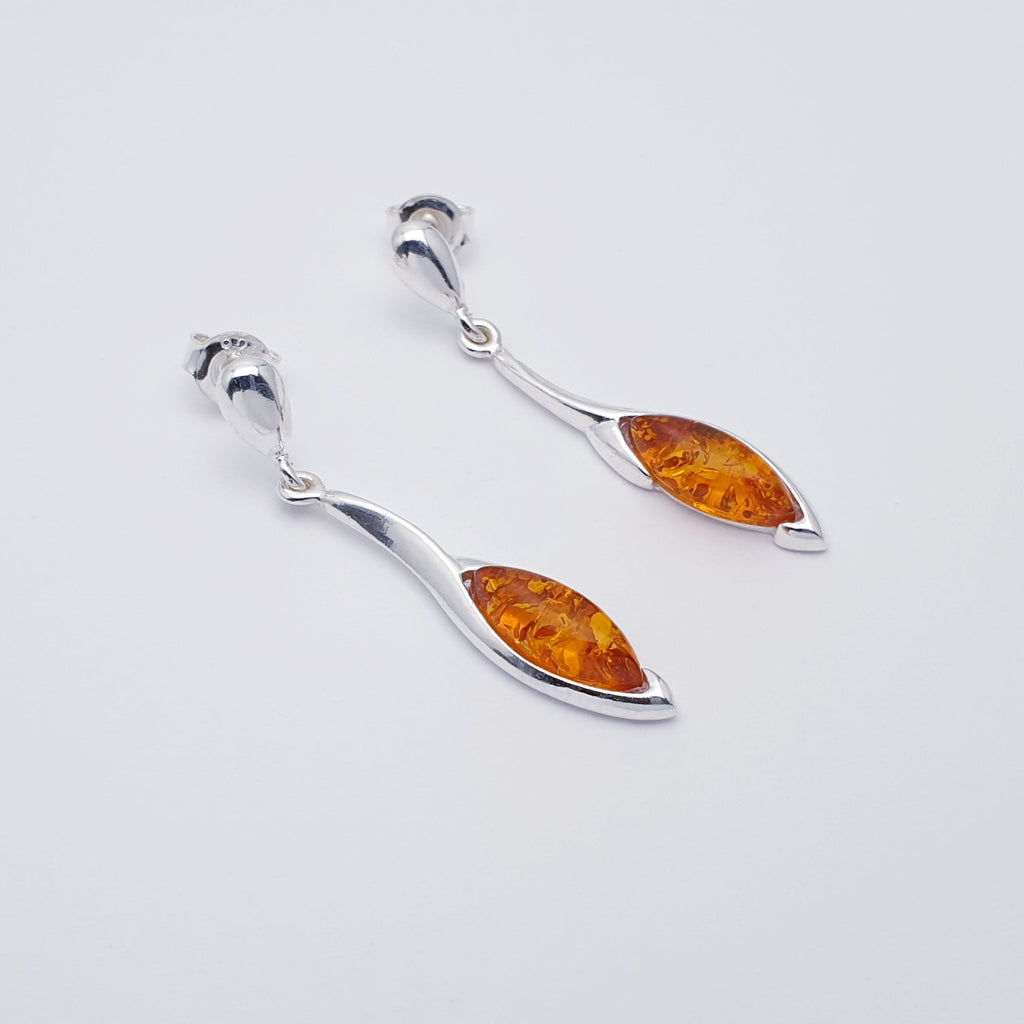 Toffee Amber Sterling Silver Melania Stud Drop Earrings