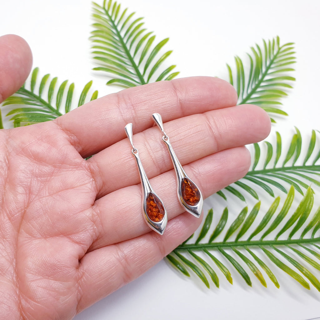 Toffee Amber Sterling Silver Ozella Earrings