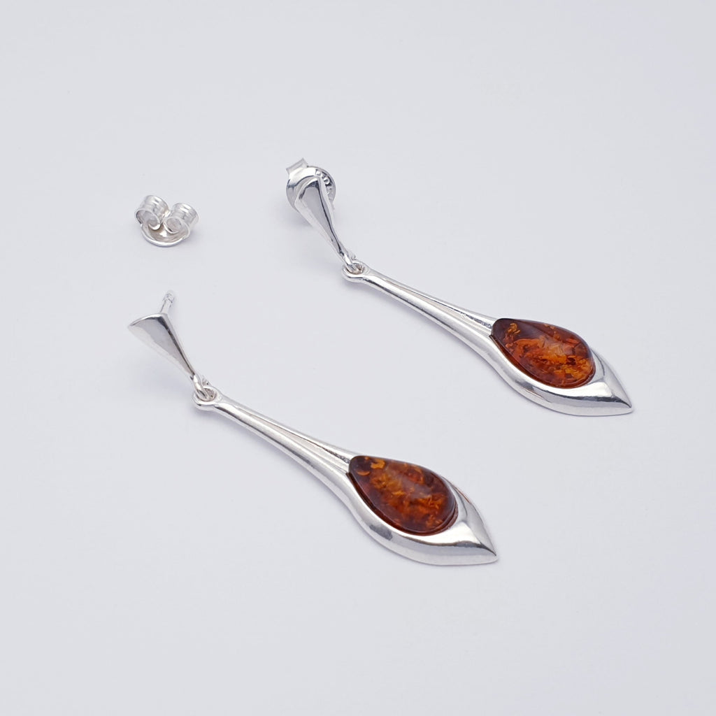 Toffee Amber Sterling Silver Ozella Earrings