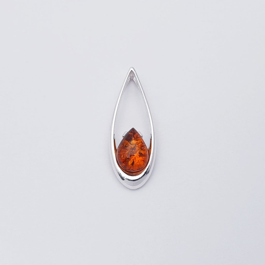 Toffee Amber Sterling Silver Pip Pendant