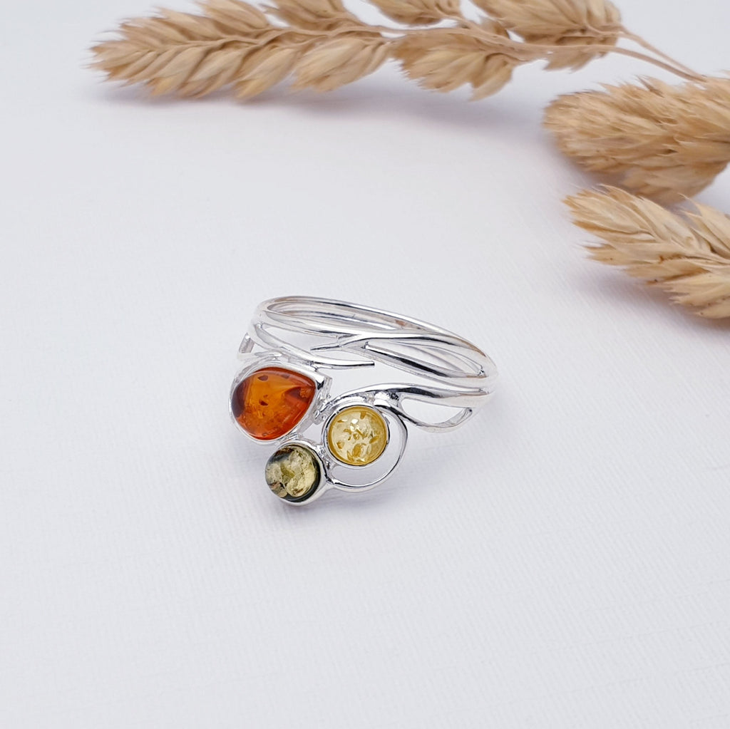 Our mixed amber spring vines ring displayed flat on a white background with autumn foliage decorations