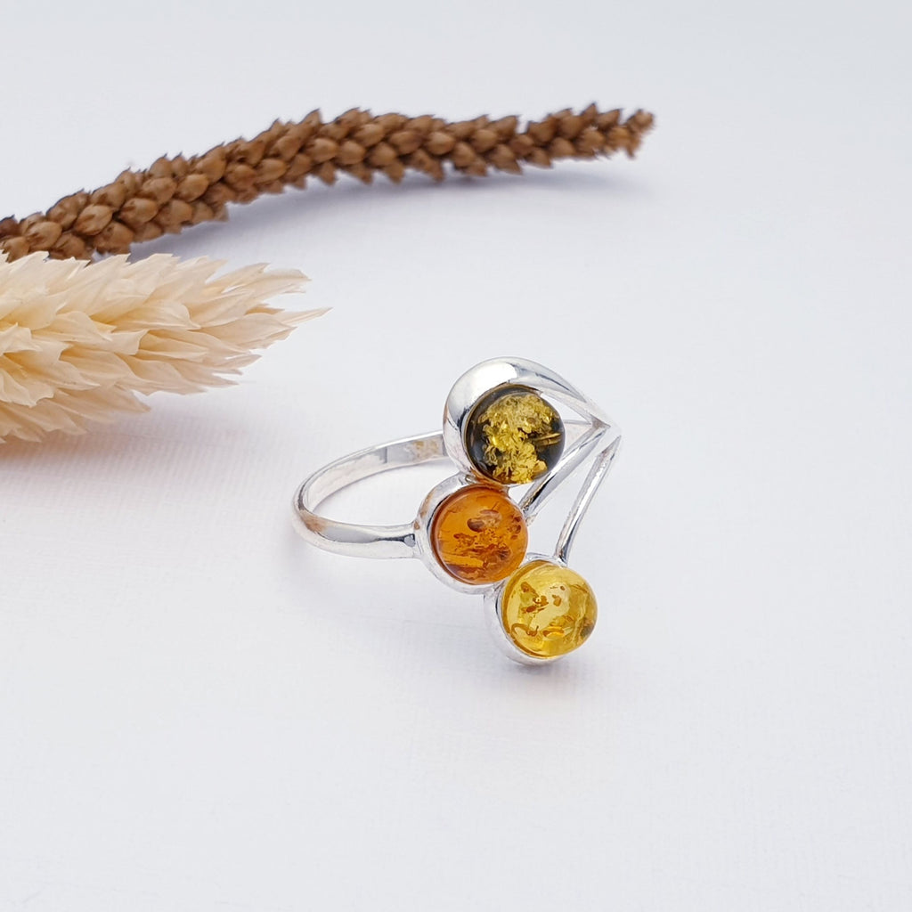 Mixed Amber Sterling Silver Lilliput Ring