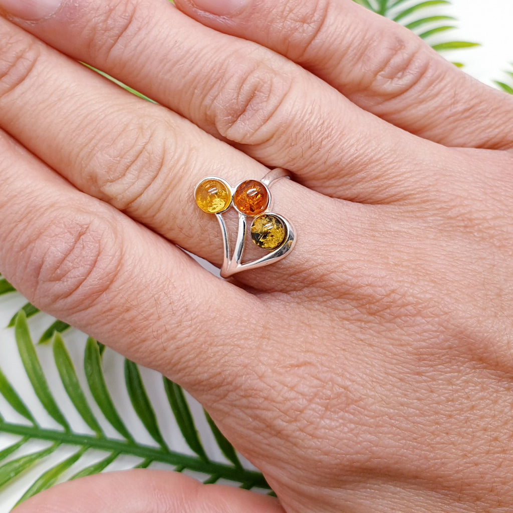 Mixed Amber Sterling Silver Lilliput Ring