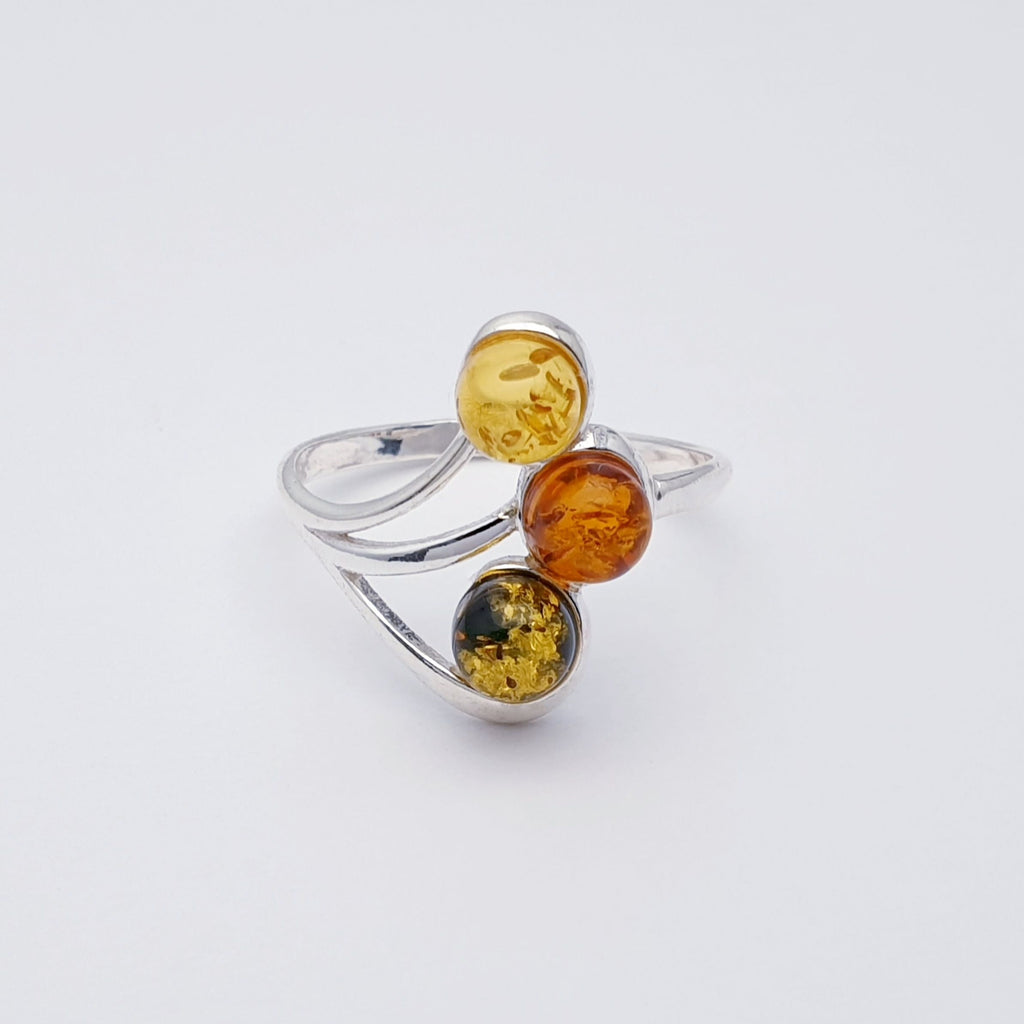 Mixed Amber Sterling Silver Lilliput Ring