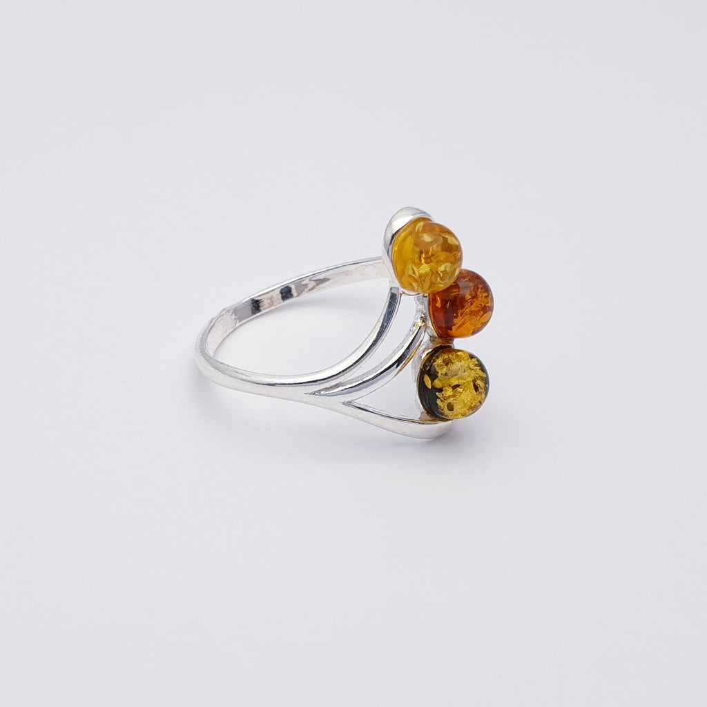 Mixed Amber Sterling Silver Lilliput Ring