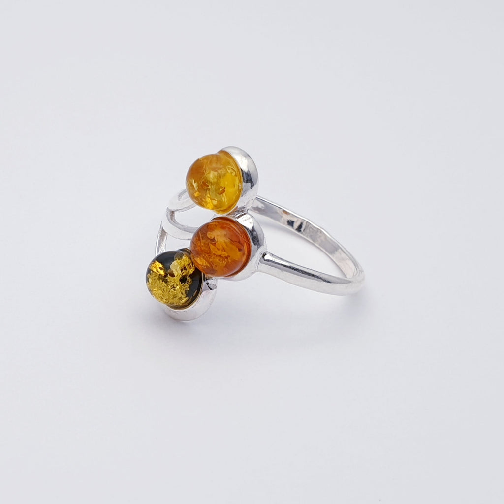 Mixed Amber Sterling Silver Lilliput Ring