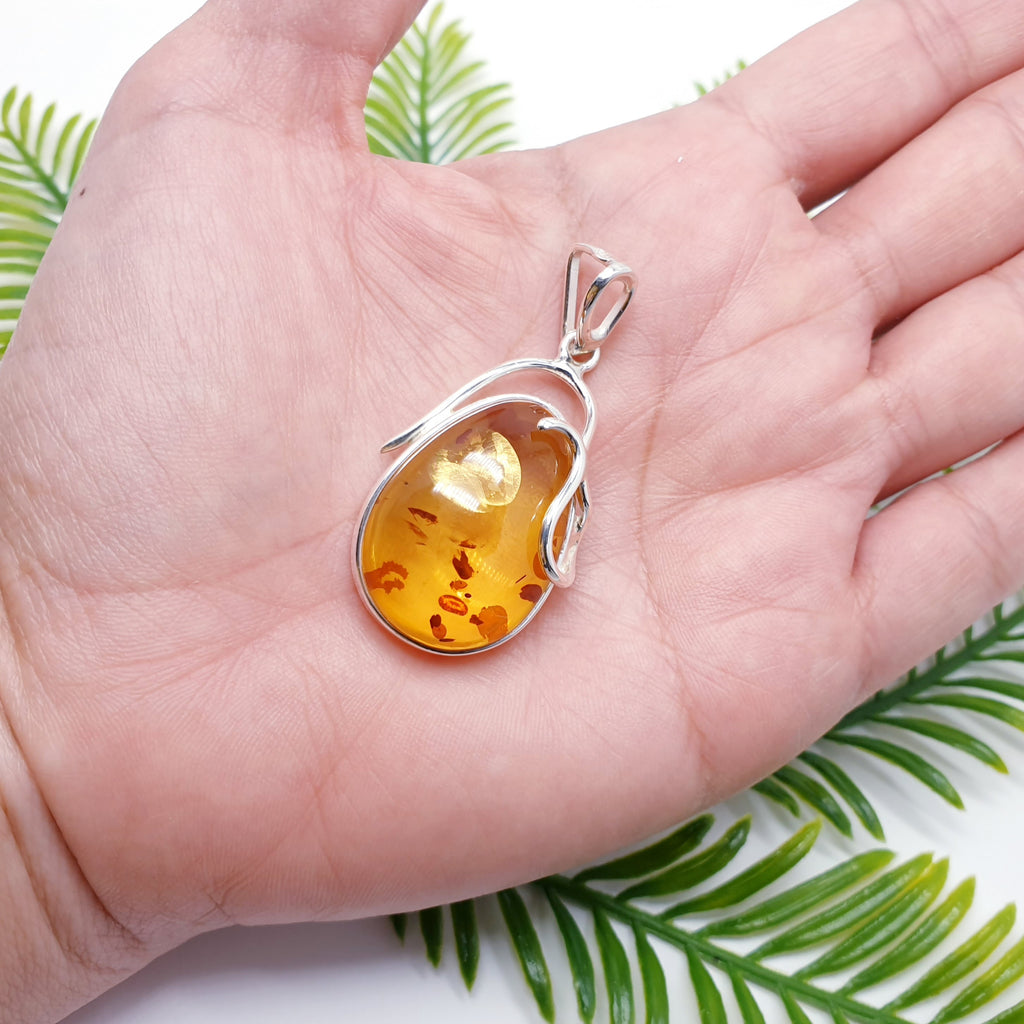 Toffee Amber Sterling Silver Luiza Pendant