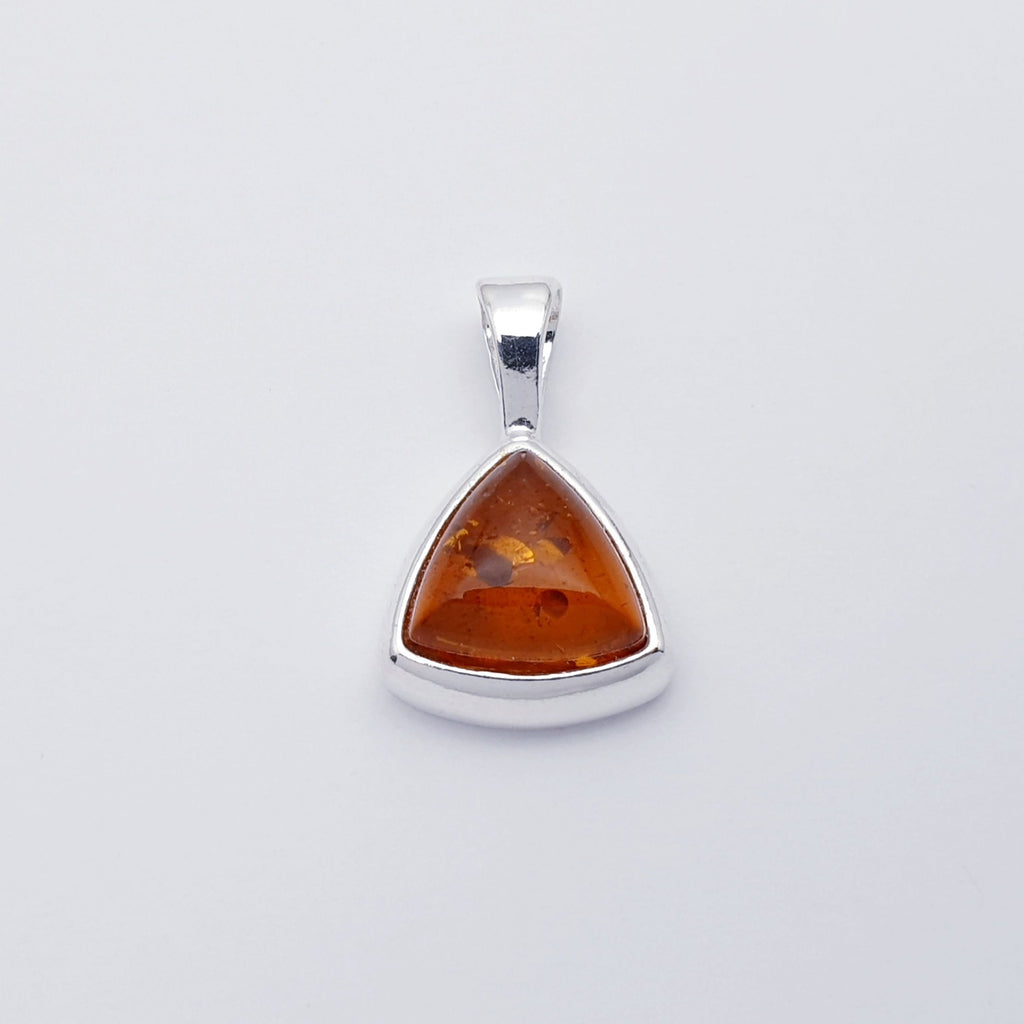 Toffee Amber Sterling Silver Simple Triangle Pendant