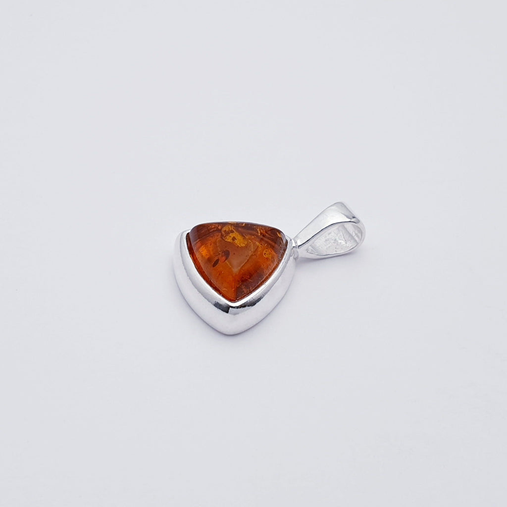 Toffee Amber Sterling Silver Simple Triangle Pendant