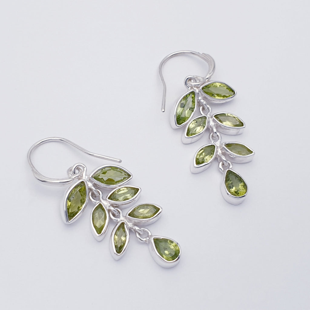 fern leaf peridot and sterling silver earrings