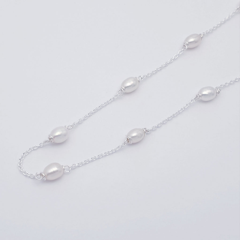 beaded pearl and sterling silver necklace.