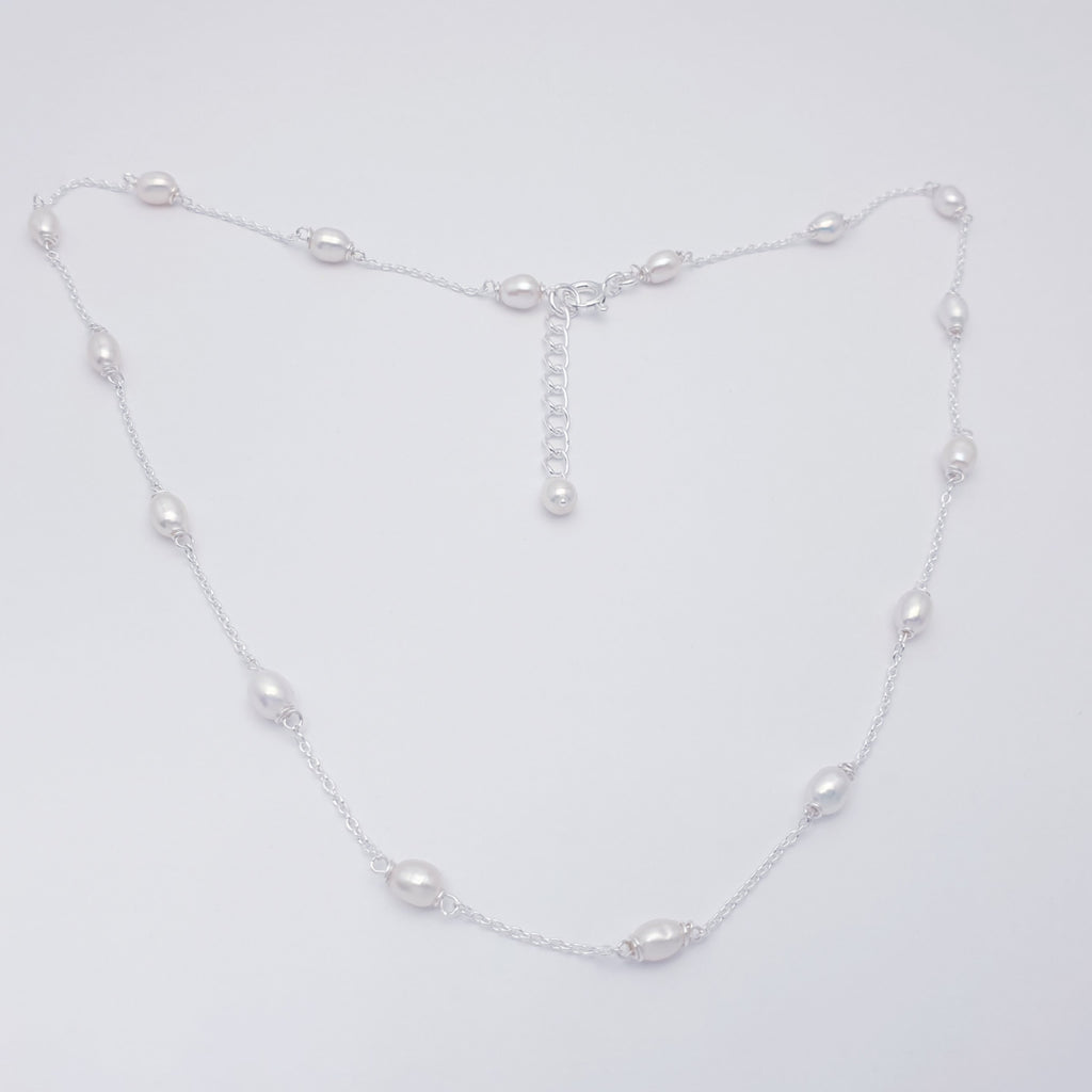 beaded pearl and sterling silver necklace.