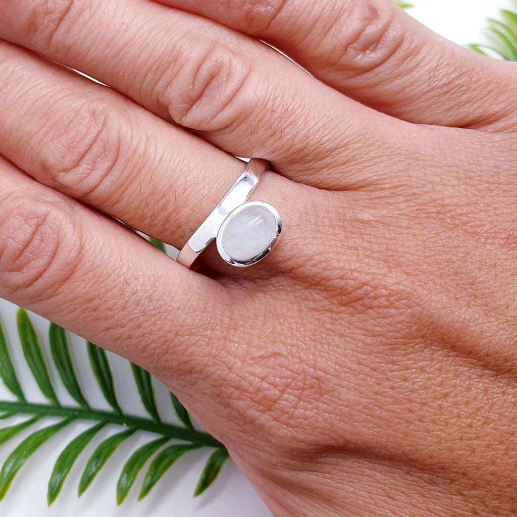 handmade moonstone gemstone and sterling silver ring