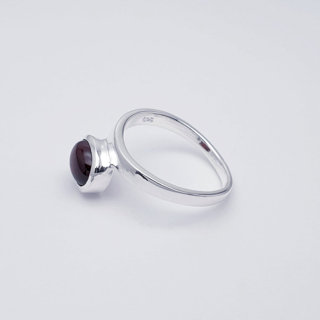 handmade red garnet gemstone and sterling silver ring