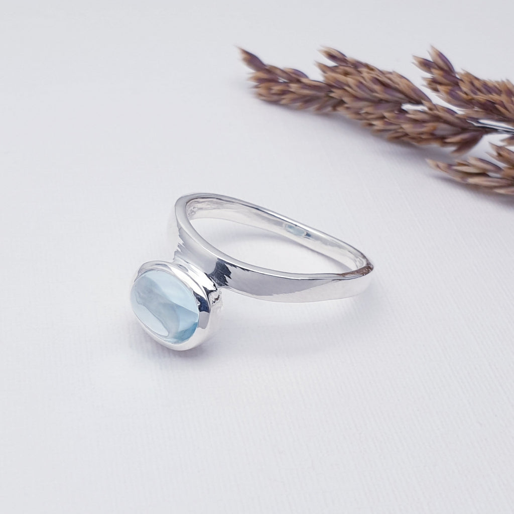 bue topaz gemstone and stirling silver ring