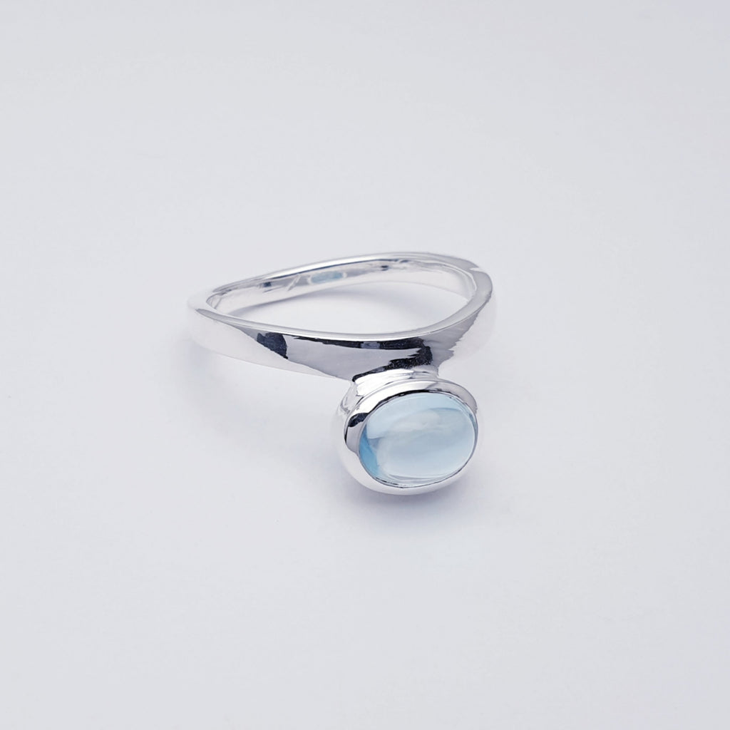 bue topaz gemstone and stirling silver ring