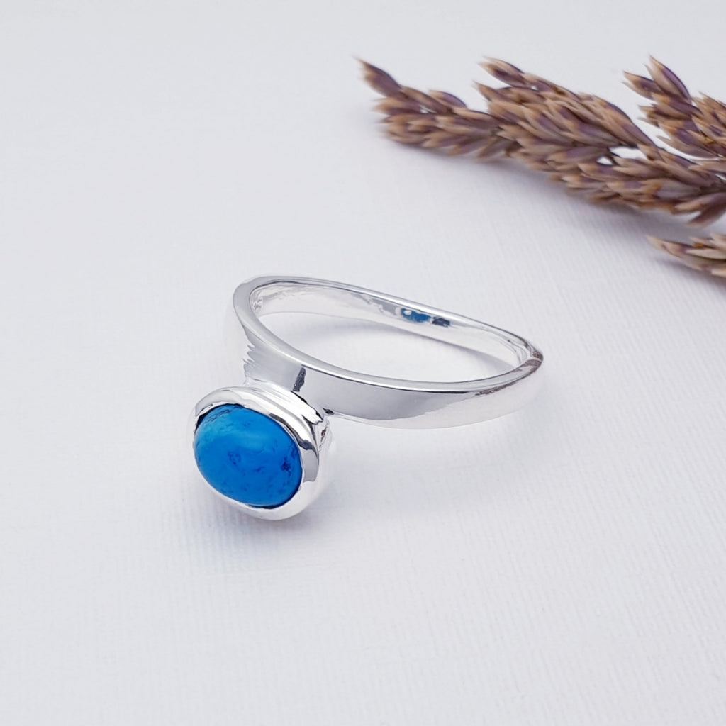 handmade turquoise gemstone and sterling silver ring