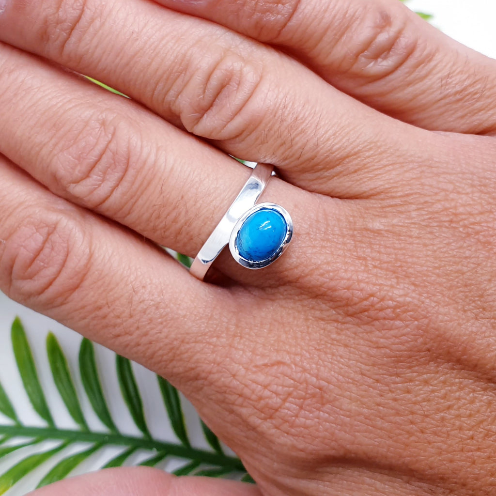 handmade turquoise gemstone and sterling silver ring