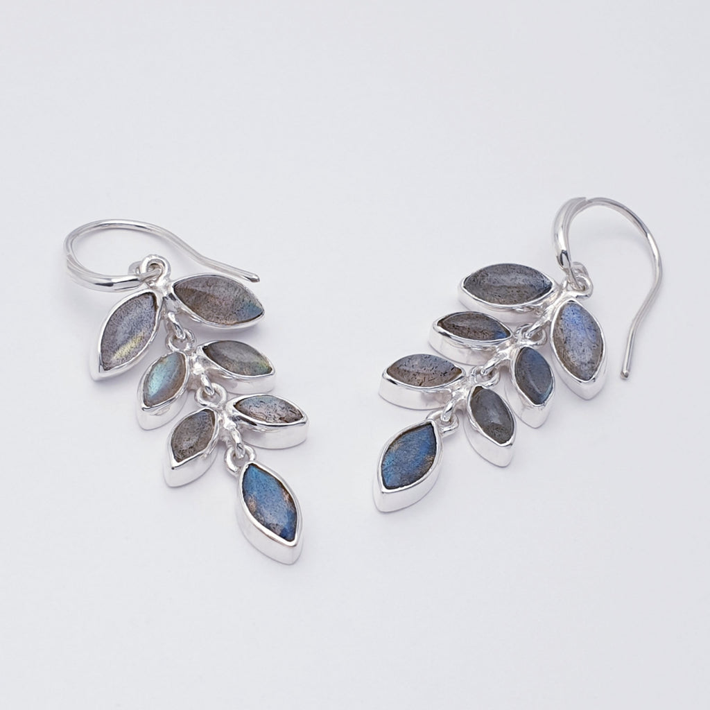 Labradorite Sterling Silver Fern Leaf Earrings