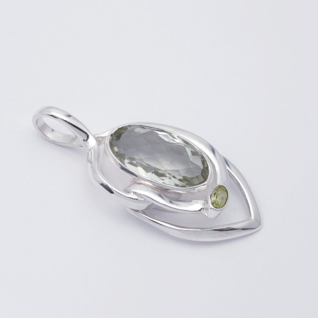 Green Amethyst and Peridot Sterling Silver Bavaro Pendant