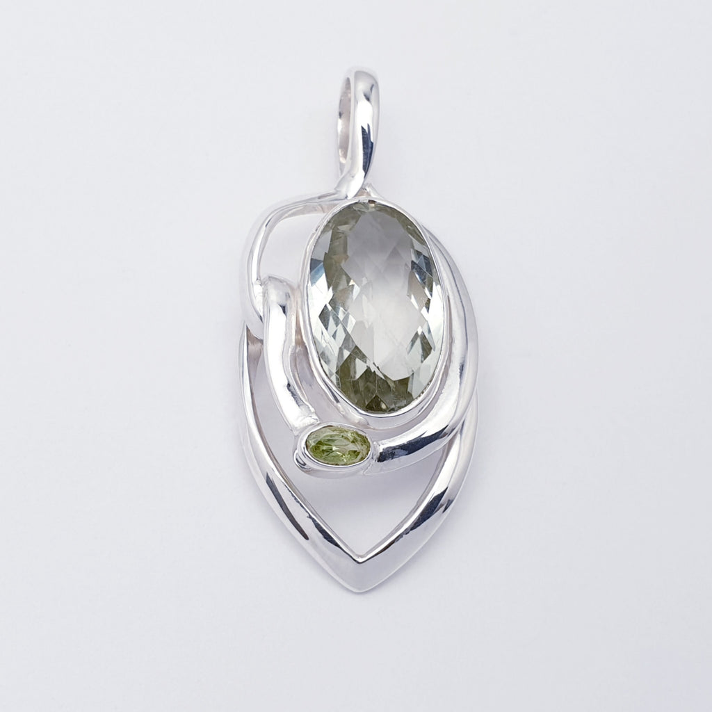 Green Amethyst and Peridot Sterling Silver Bavaro Pendant