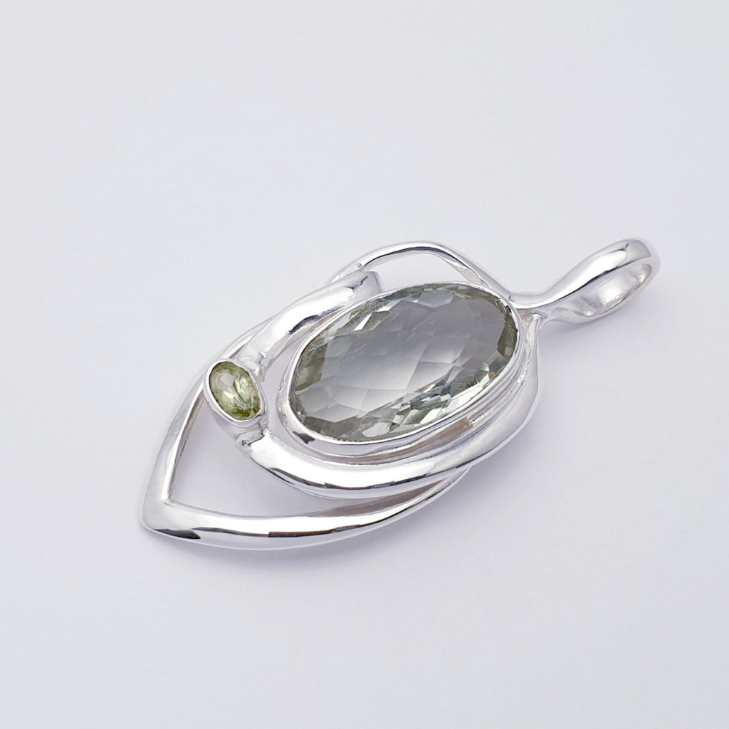 Green Amethyst and Peridot Sterling Silver Bavaro Pendant