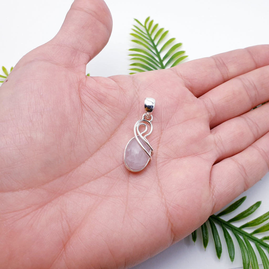 Rose Quartz Sterling Silver Cora Pendant