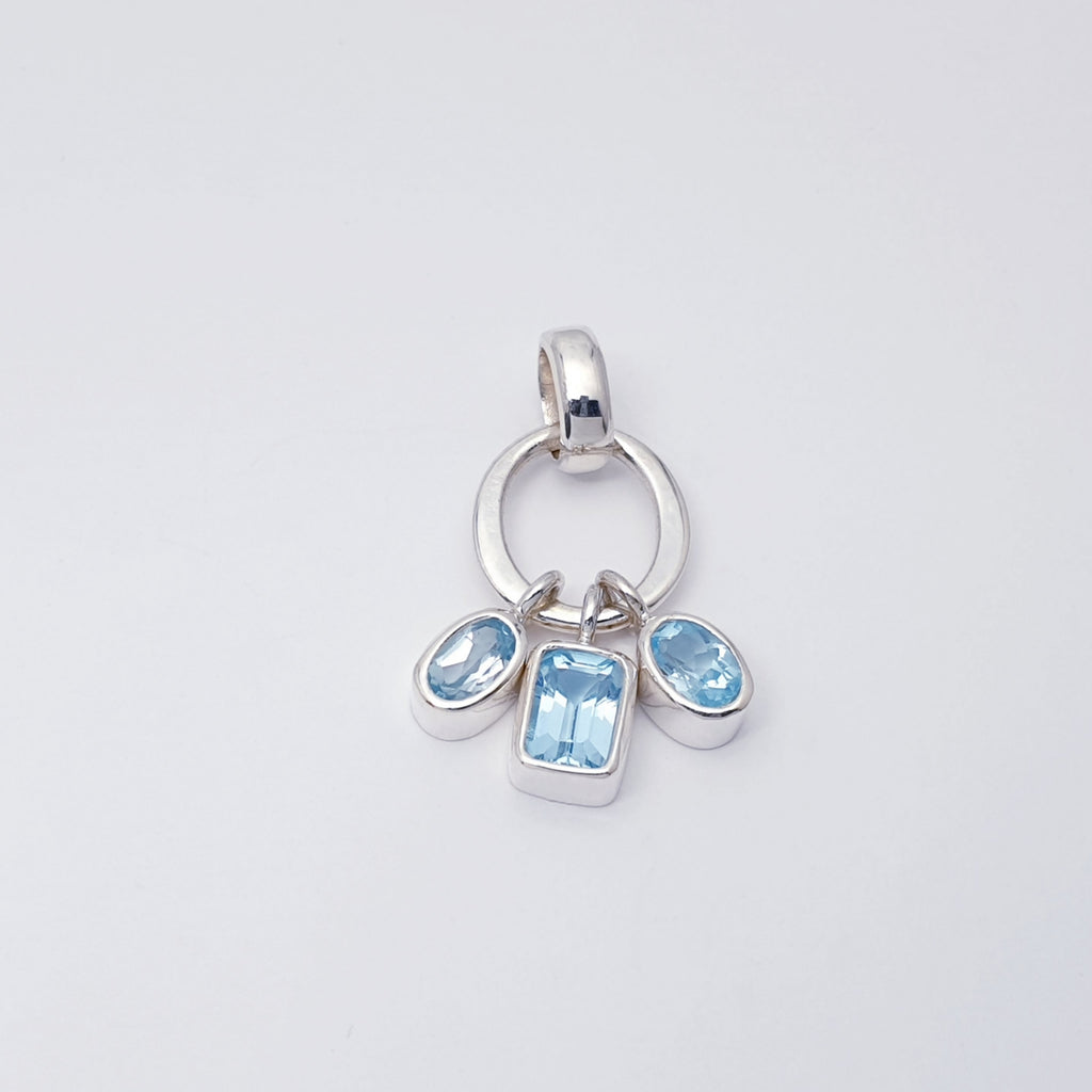 Blue Topaz Sterling Silver Cluster Pendant