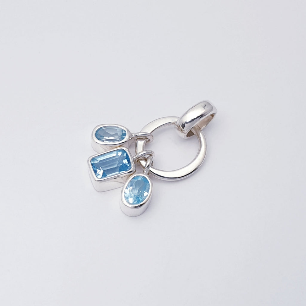 Blue Topaz Sterling Silver Cluster Pendant