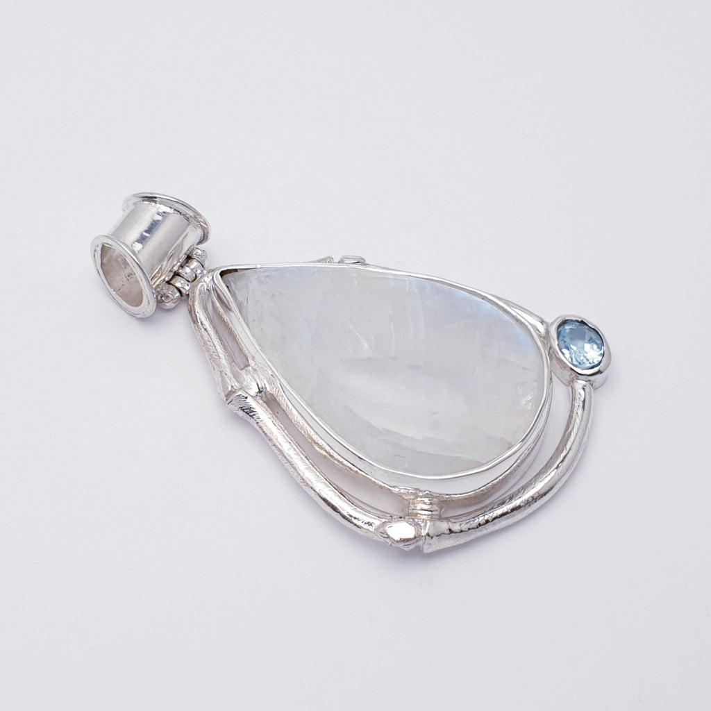 One-Off Moonstone and Blue Topaz Sterling Silver Aditi Pendant