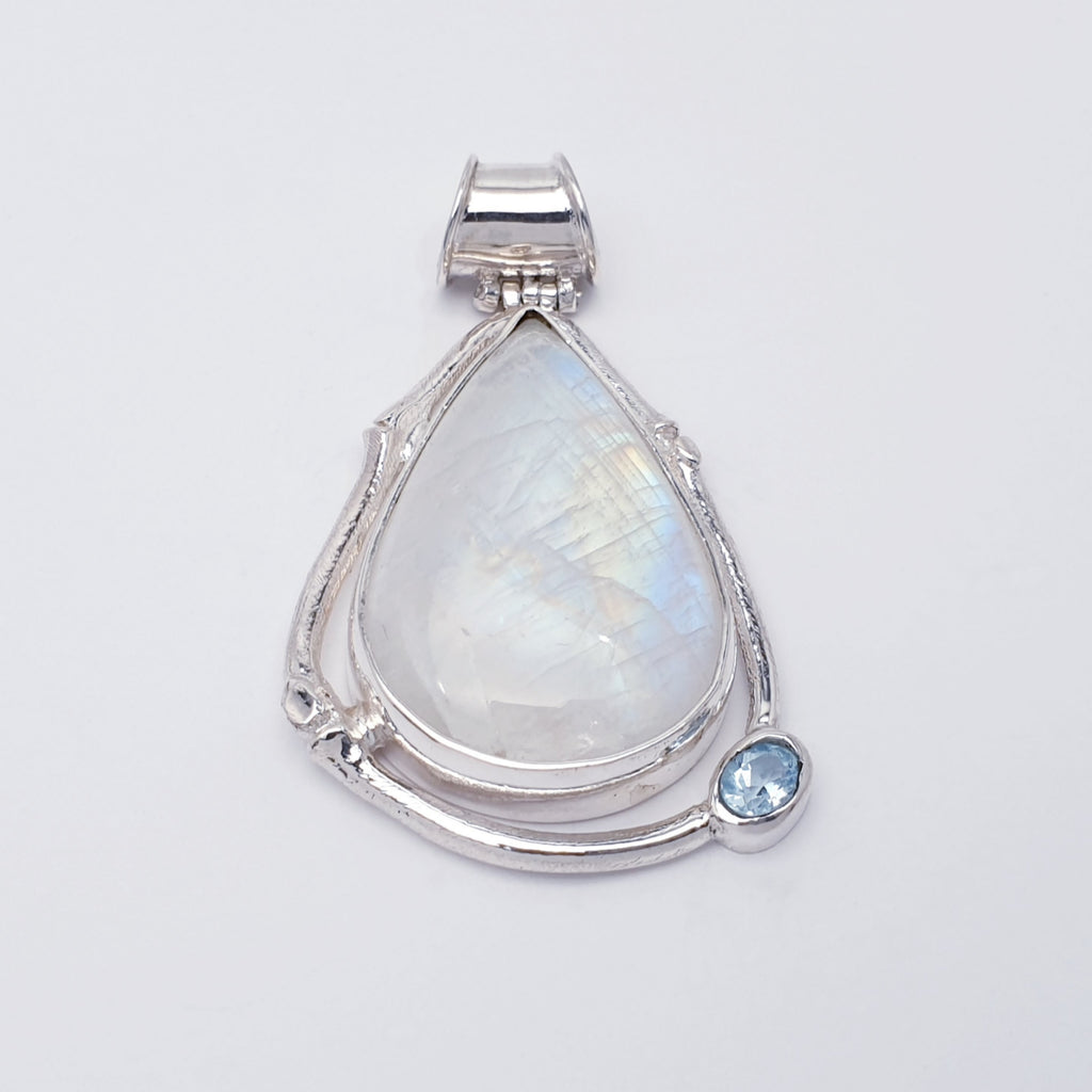 One-Off Moonstone and Blue Topaz Sterling Silver Aditi Pendant