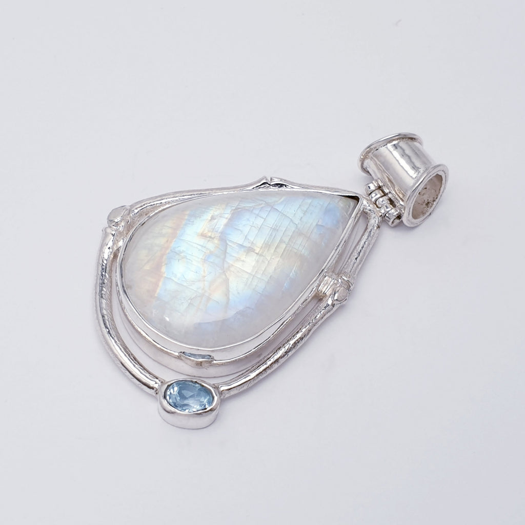 One-Off Moonstone and Blue Topaz Sterling Silver Aditi Pendant