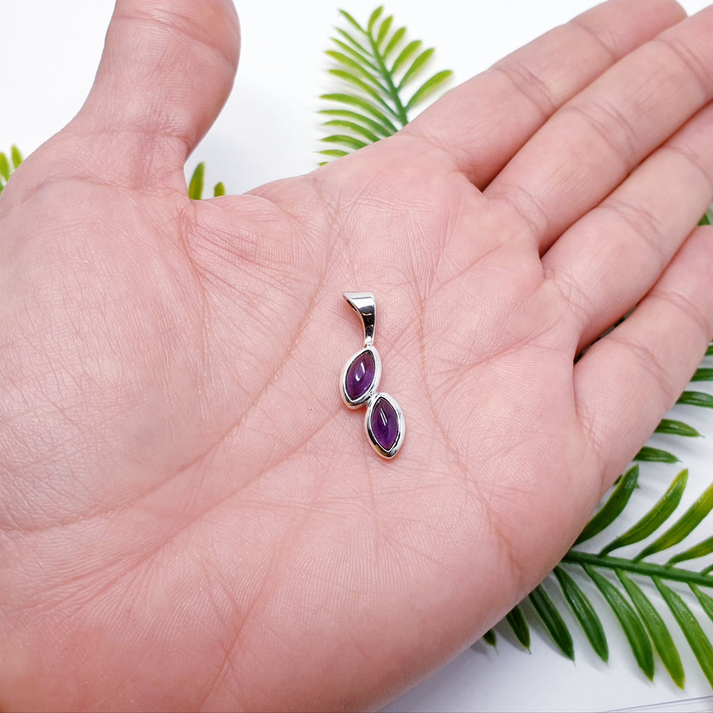 Amethyst Sterling Silver Falling Petals Pendant