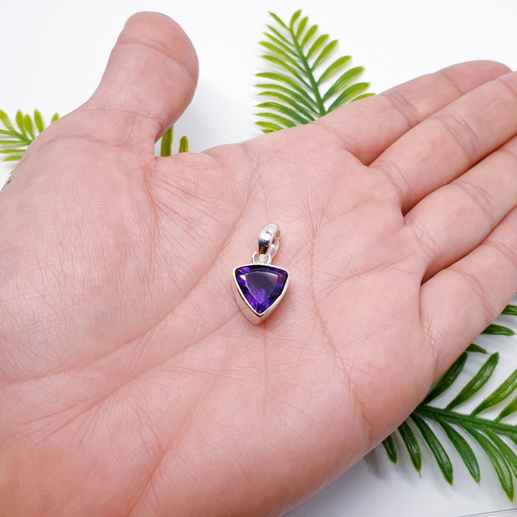 Amethyst Small Simple Triangle Pendant