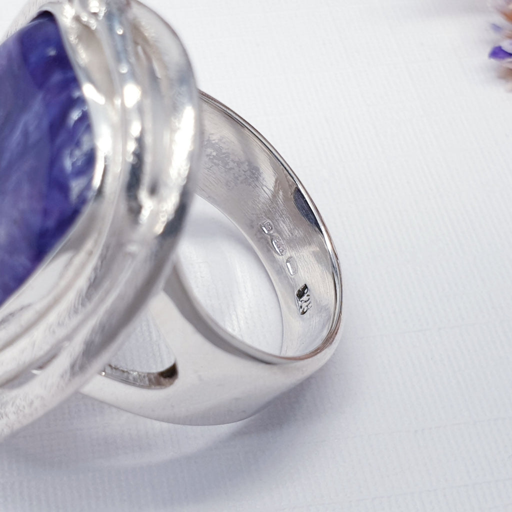 One-off Charoite Sterling Silver Aditi Ring - Size Q