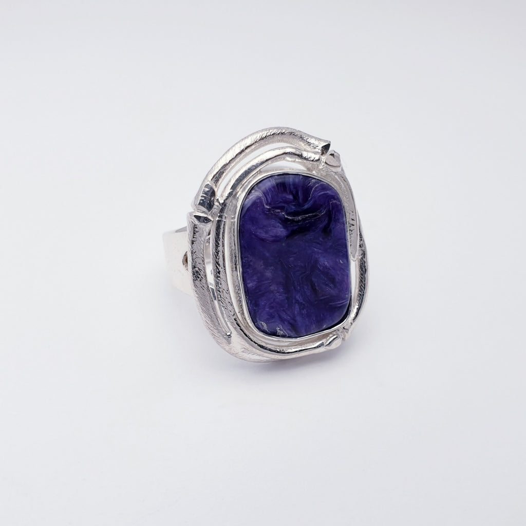 One-off Charoite Sterling Silver Aditi Ring - Size Q