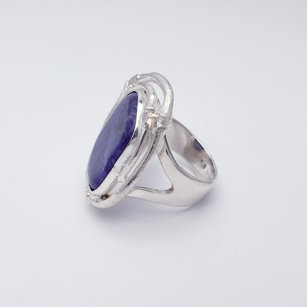 One-off Charoite Sterling Silver Aditi Ring - Size Q