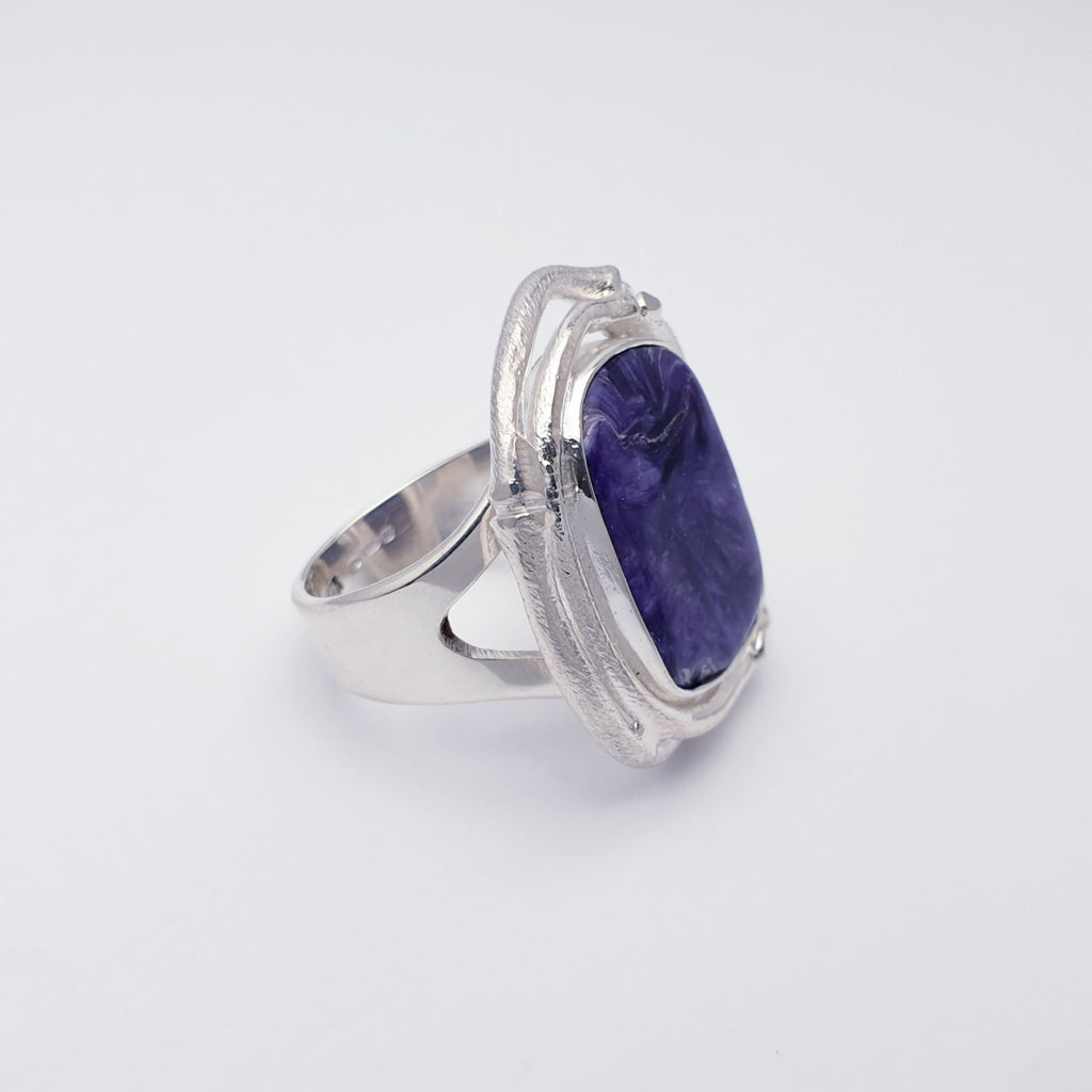 One-off Charoite Sterling Silver Aditi Ring - Size Q