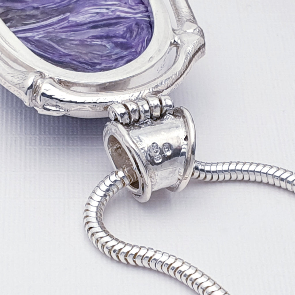 One-Off Charoite and Amethyst Sterling Silver Aditi Pendant