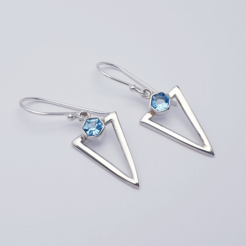 Blue Topaz Sterling Silver Acute Triangle Jewellery Set