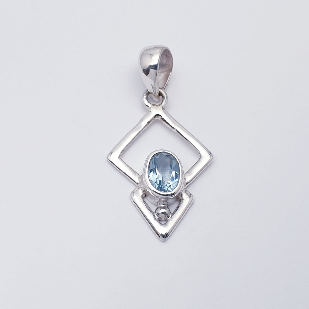 Blue Topaz Sterling Silver Triangulum Pendant