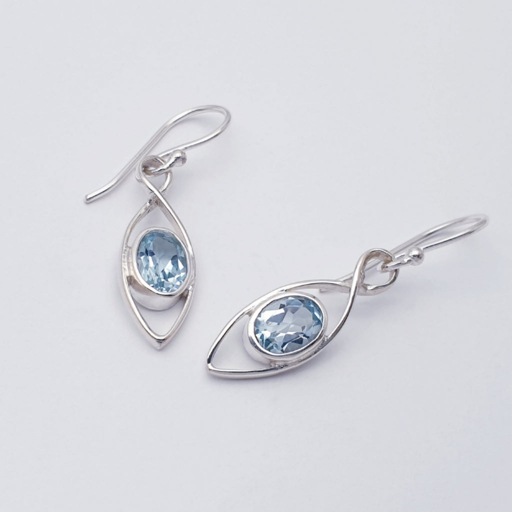 Blue Topaz Sterling Silver Raindrop Earrings