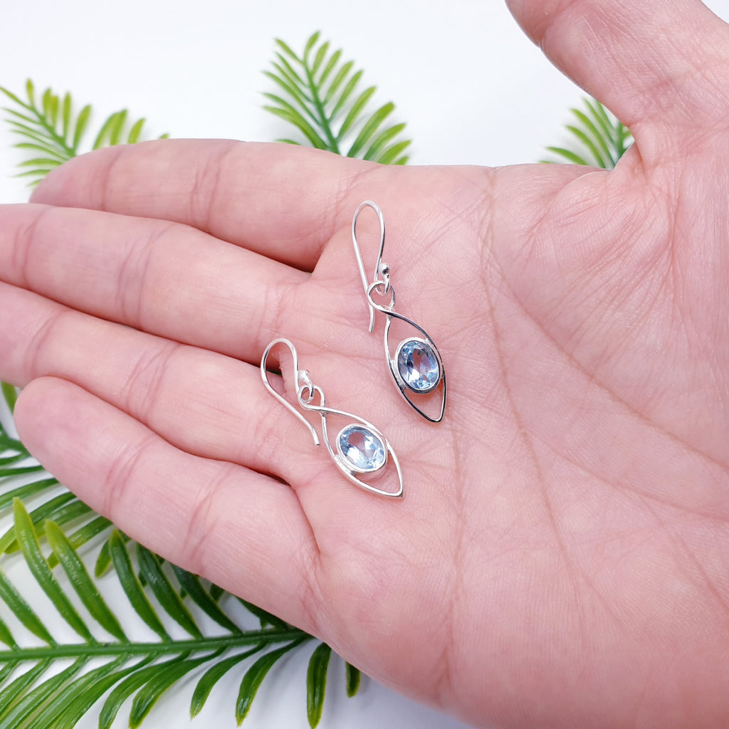 Blue Topaz Sterling Silver Raindrop Earrings