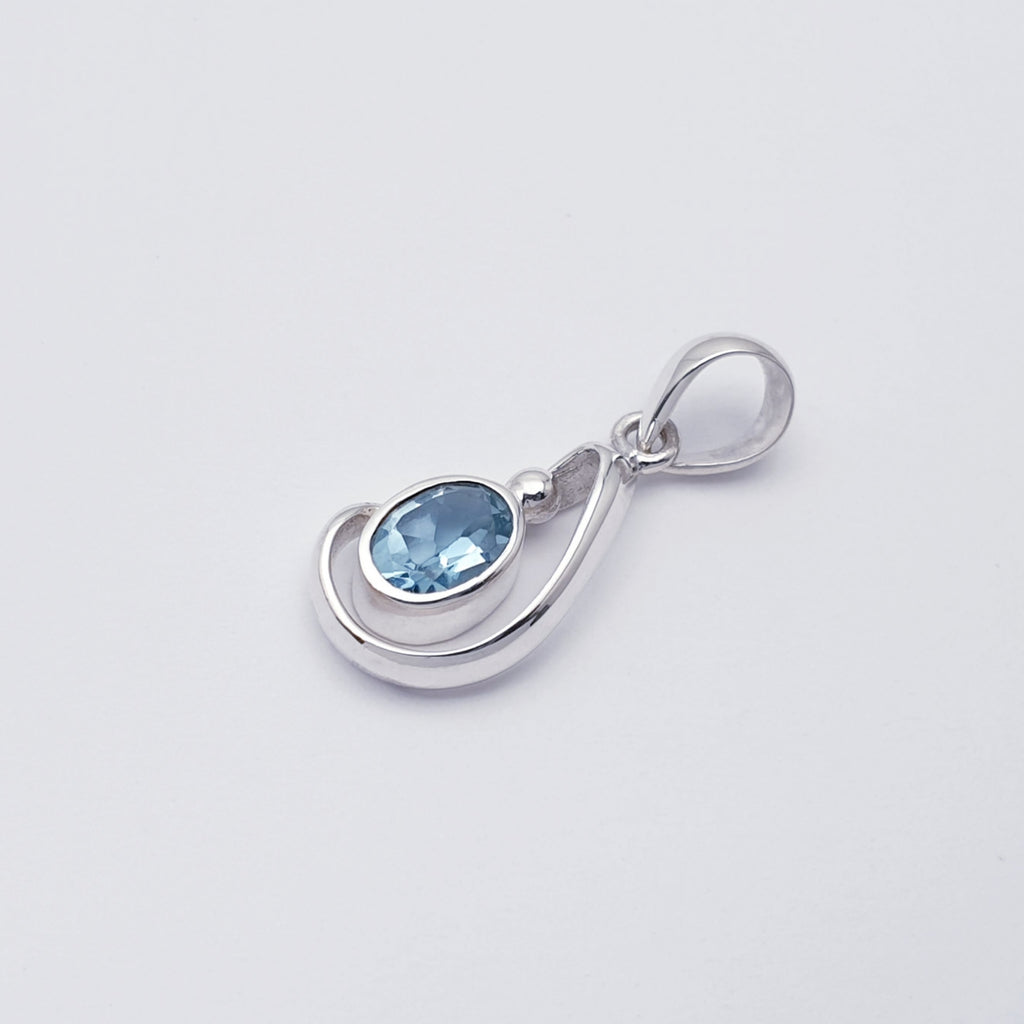 Blue Topaz Sterling Silver Midas Pendant