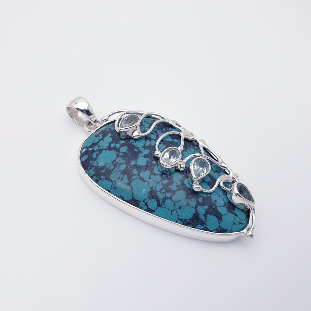 One-off Turquoise and Blue Topaz Sterling Silver Demeter Pendant