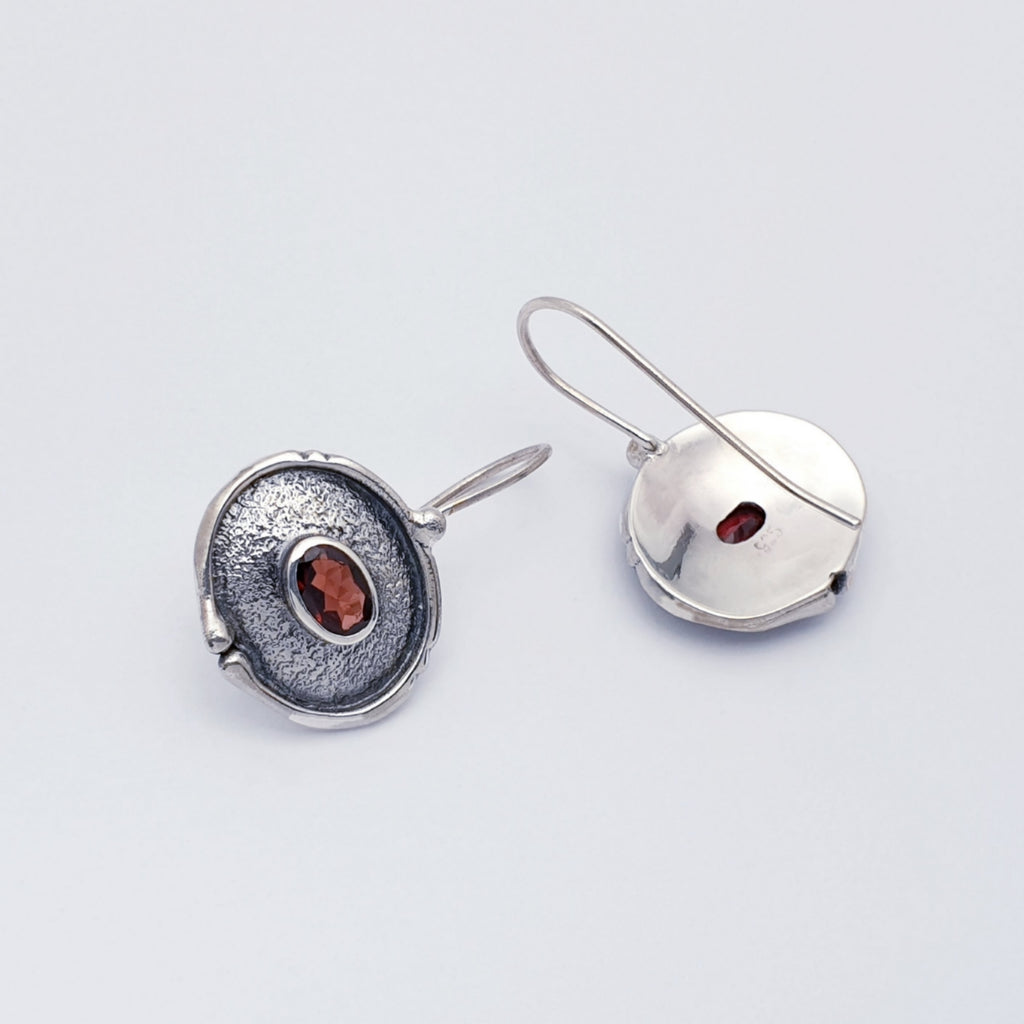 Garnet Sterling Silver Oya Earrings