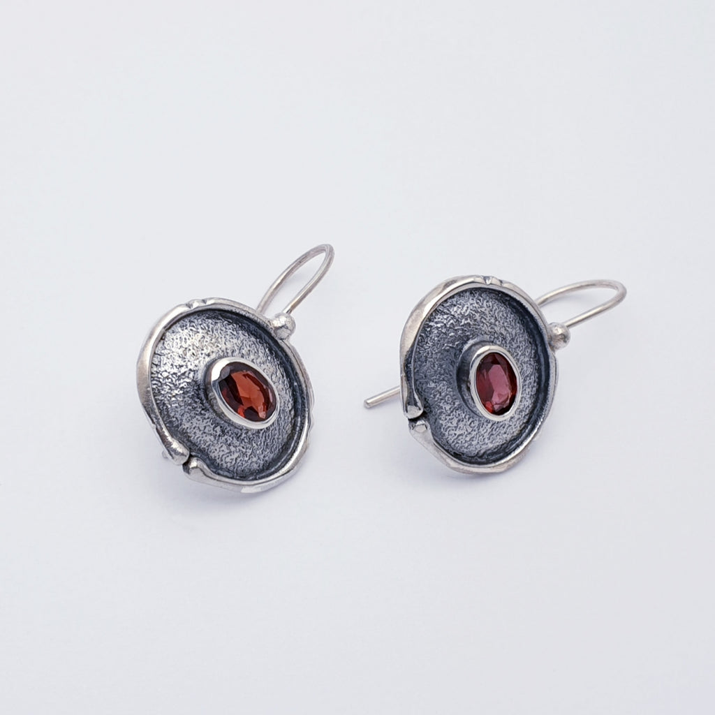 Garnet Sterling Silver Oya Earrings