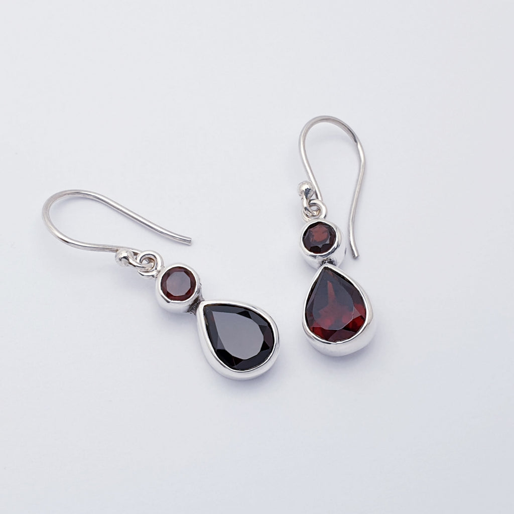 Garnet Sterling Silver Aura Earrings