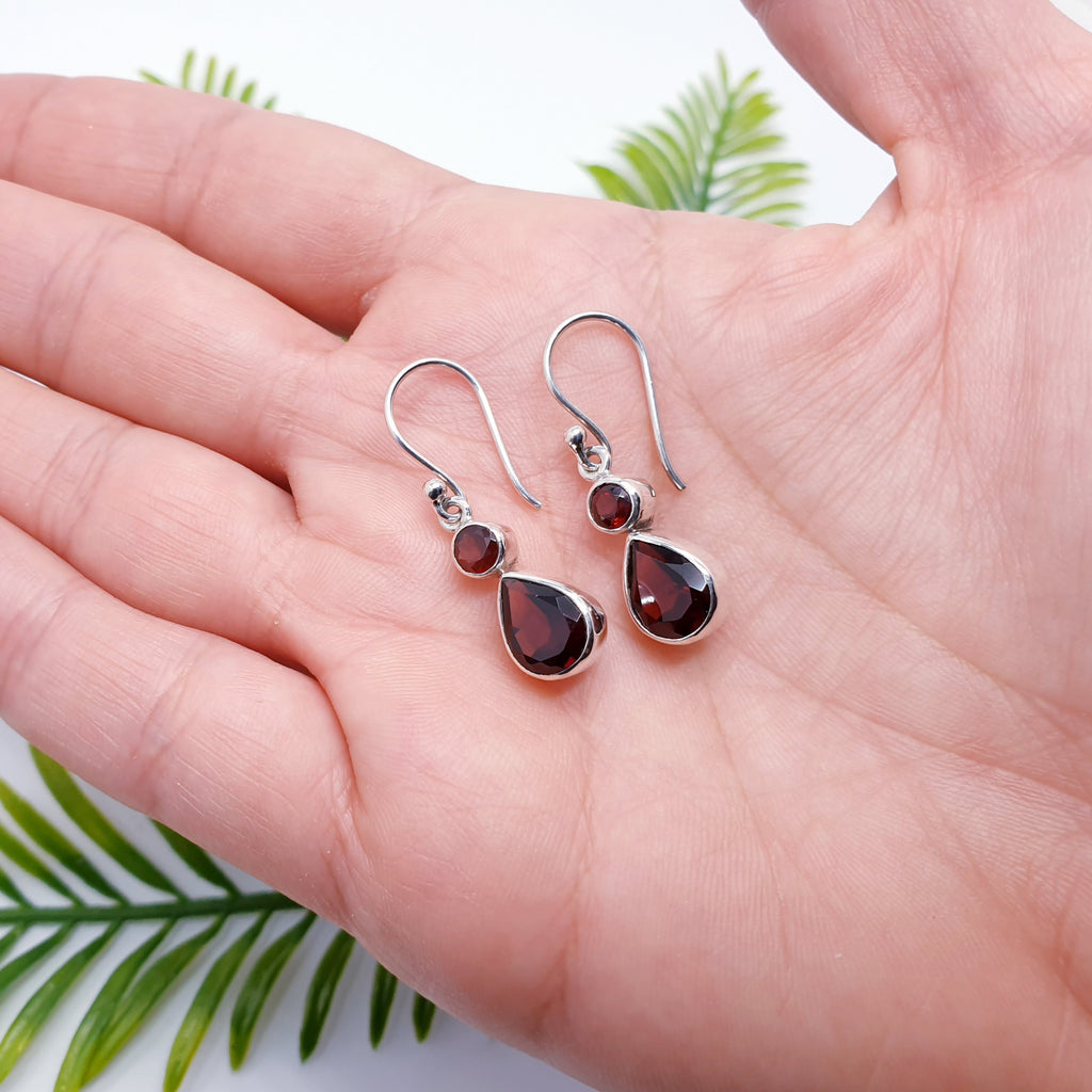 Garnet Sterling Silver Aura Earrings