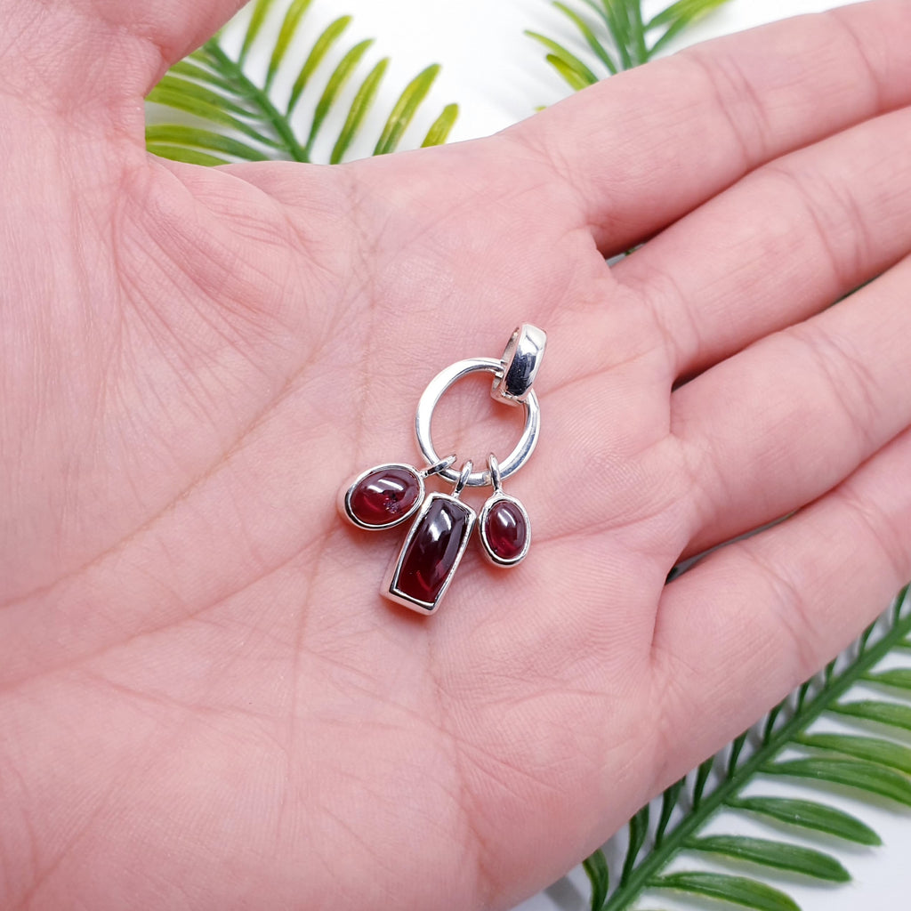 Garnet Sterling Silver Cluster Pendant